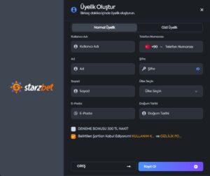 starzbet üyelik